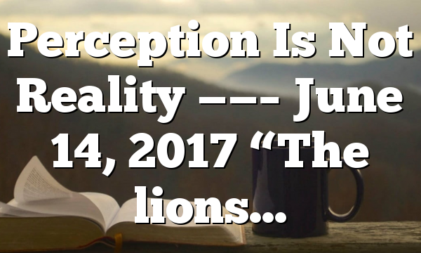 Perception Is Not Reality ——– June 14, 2017 “The lions…