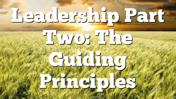 Leadership Part Two: The Guiding Principles