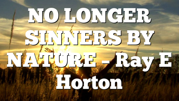 NO LONGER SINNERS BY NATURE – Ray E Horton