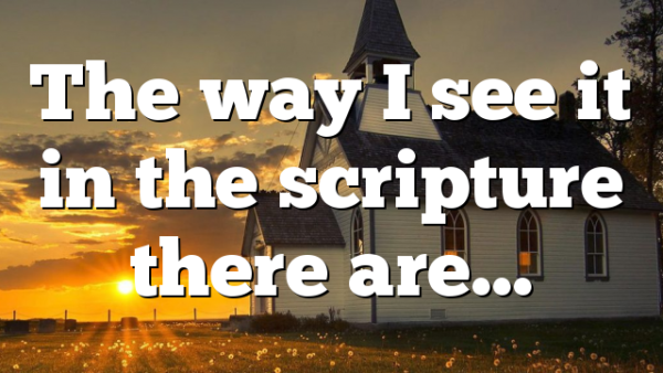 The way I see it in the scripture there are…