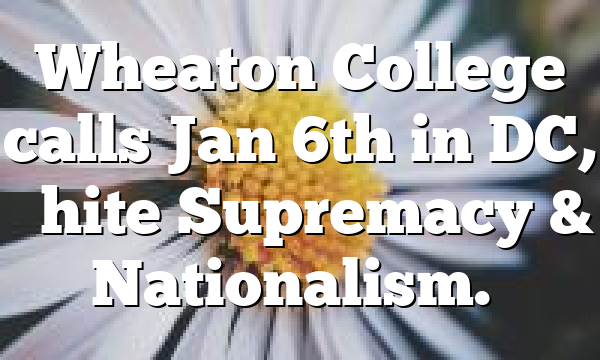 Wheaton College calls Jan 6th in DC, “White Supremacy & Nationalism.”