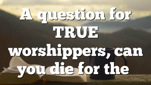 A question for TRUE worshippers, can you die for the…