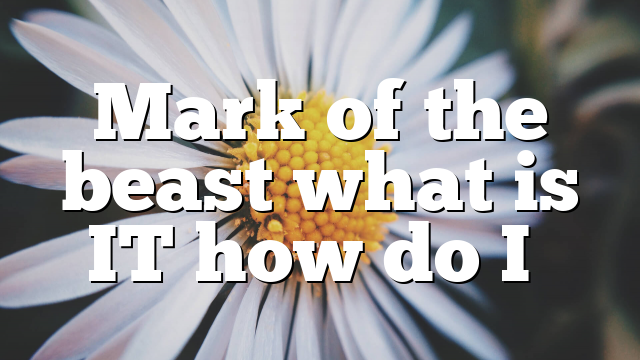 Mark of the beast what is IT how do I…