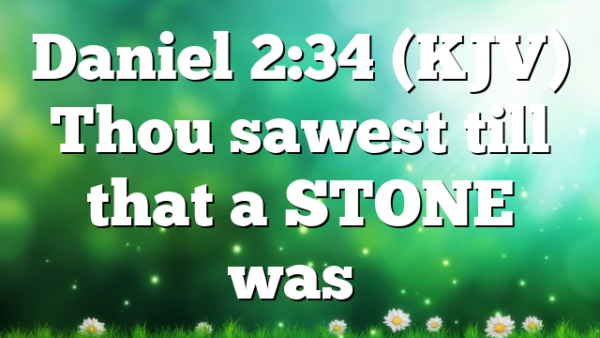 Daniel 2:34 (KJV) Thou sawest till that a STONE was…