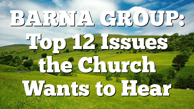 BARNA GROUP: Top 12 Issues the Church Wants to Hear