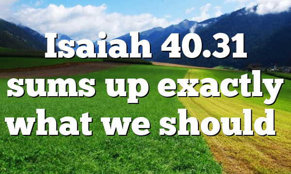 Isaiah 40.31 sums up exactly what we should…