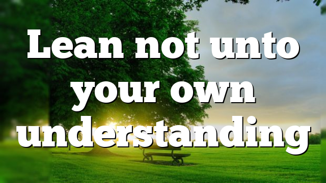 Lean not unto your own understanding