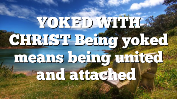 YOKED WITH CHRIST Being yoked means being united and attached…