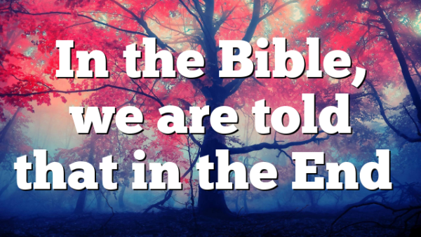 In the Bible, we are told that in the End…