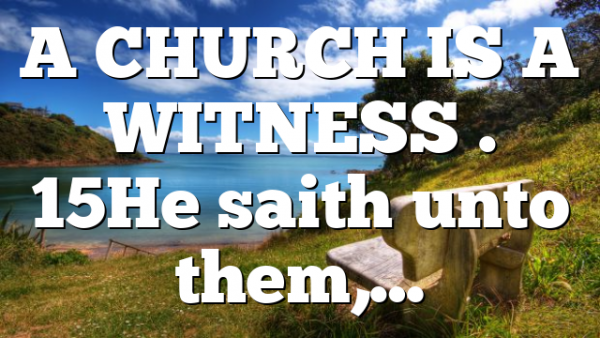 A CHURCH IS A WITNESS . 15He saith unto them,…