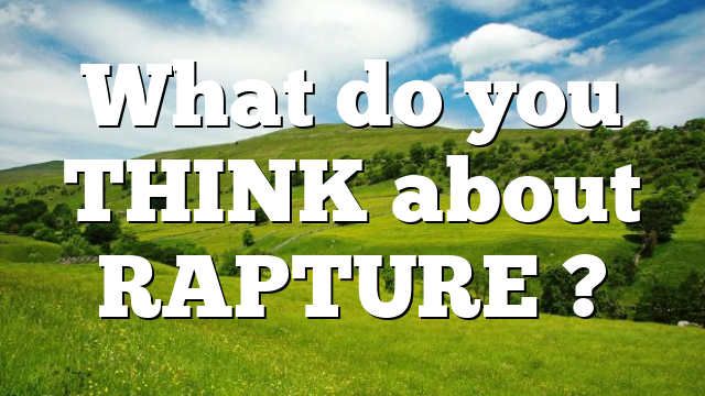 What do you THINK about RAPTURE ?