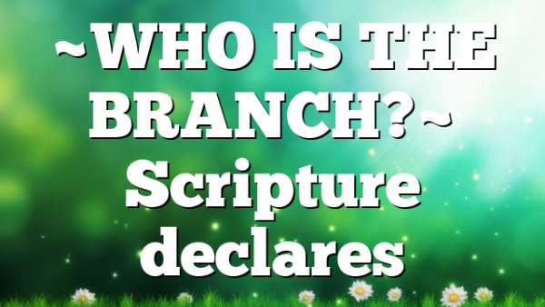 ~WHO IS THE BRANCH?~ Scripture declares