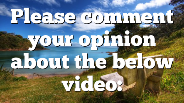 Please comment your opinion about the below video: