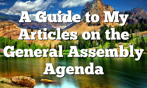 A Guide to My Articles on the General Assembly Agenda