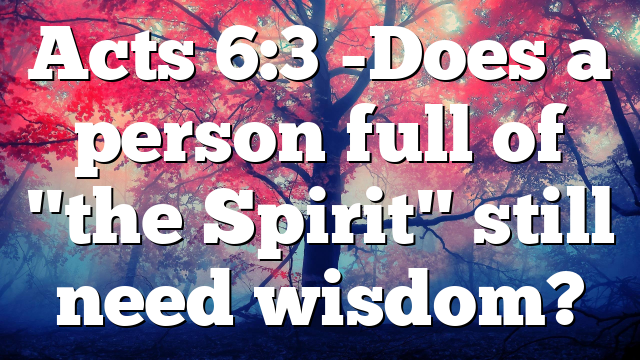 Acts 6:3 -Does a person full of "the Spirit" still need wisdom?