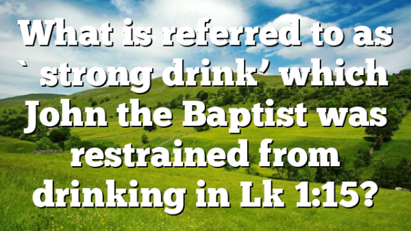 What is referred to as `strong drink’ which John the Baptist was restrained from drinking in Lk 1:15?
