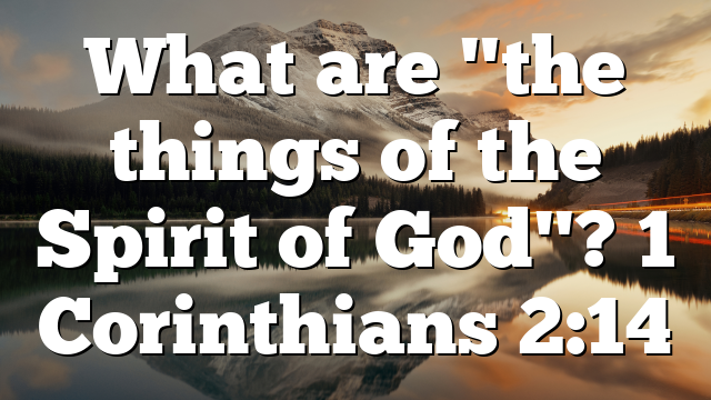 What are "the things of the Spirit of God"? 1 Corinthians 2:14