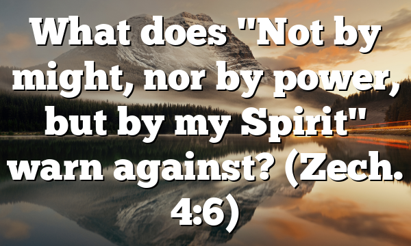 What does "Not by might, nor by power, but by my Spirit" warn against? (Zech. 4:6)