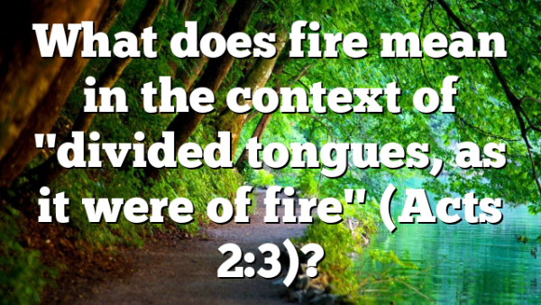 What does fire mean in the context of "divided tongues, as it were of fire" (Acts 2:3)?