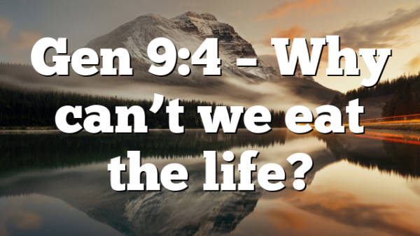 Gen 9:4 – Why can’t we eat the life?