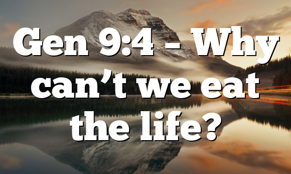 Gen 9:4 – Why can’t we eat the life?