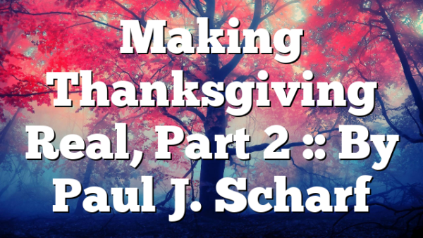 Making Thanksgiving Real, Part 2 :: By Paul J. Scharf