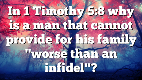 In 1 Timothy 5:8 why is a man that cannot provide for his family "worse than an infidel"?