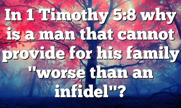 In 1 Timothy 5:8 why is a man that cannot provide for his family "worse than an infidel"?