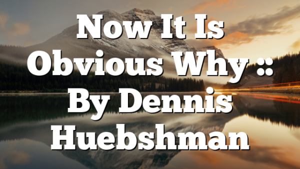 Now It Is Obvious Why :: By Dennis Huebshman