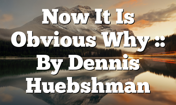 Now It Is Obvious Why :: By Dennis Huebshman