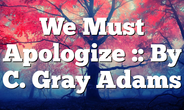 We Must Apologize :: By C. Gray Adams