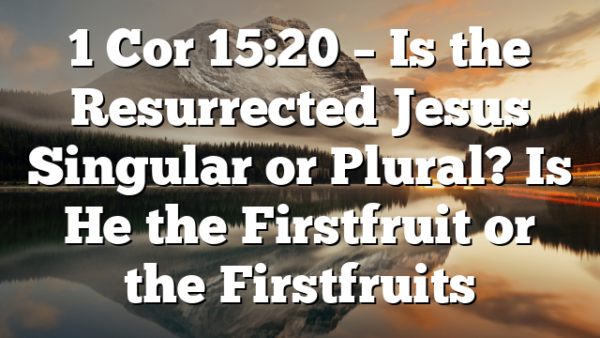 1 Cor 15:20 – Is the Resurrected Jesus Singular or Plural? Is He the Firstfruit or the Firstfruits