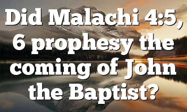 Did Malachi 4:5, 6 prophesy the coming of John the Baptist?