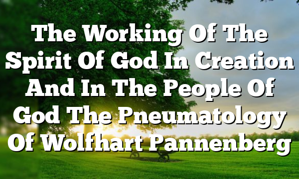 The Working Of The Spirit Of God In Creation And In The People Of God  The Pneumatology Of Wolfhart Pannenberg