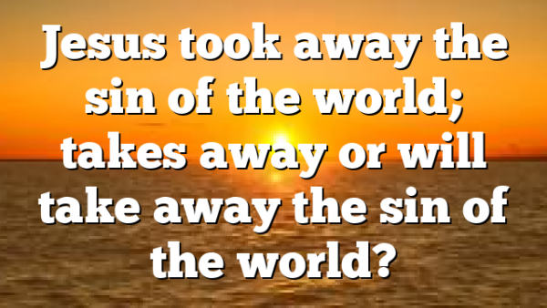 Jesus took away the sin of the world; takes away or will take away the sin of the world?