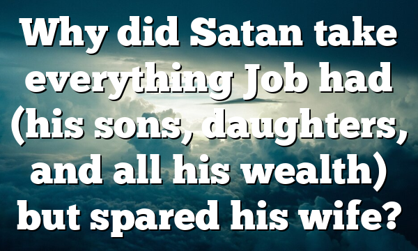 Why did Satan take everything Job had (his sons, daughters, and all his wealth) but spared his wife?