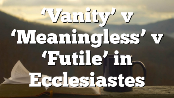 &lsquo;Vanity&rsquo; v &lsquo;Meaningless&rsquo; v &lsquo;Futile&rsquo; in Ecclesiastes