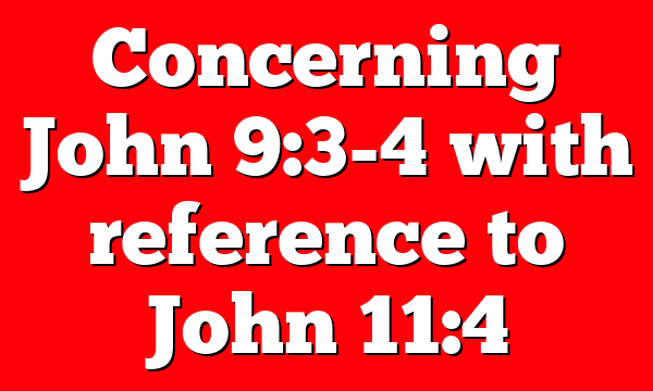 Concerning John 9:3-4 with reference to John 11:4