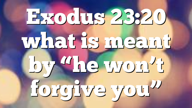 Exodus 23:20 what is meant by “he won’t forgive you”