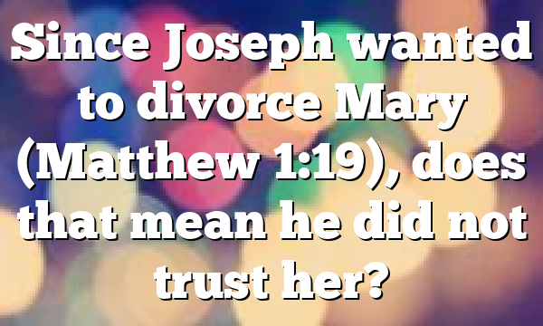Since Joseph wanted to divorce Mary (Matthew 1:19), does that mean he did not trust her?