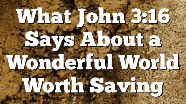 What John 3:16 Says About a Wonderful World Worth Saving