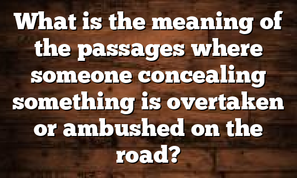 What is the meaning of the passages where someone concealing something is overtaken or ambushed on the road?