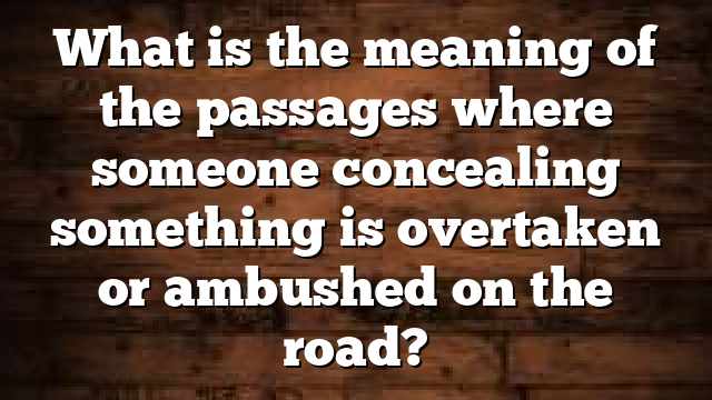 What is the meaning of the passages where someone concealing something is overtaken or ambushed on the road?