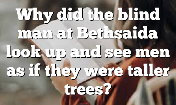Why did the blind man at Bethsaida look up and see men as if they were taller trees?