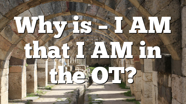 Why is – I AM that I AM in the OT?