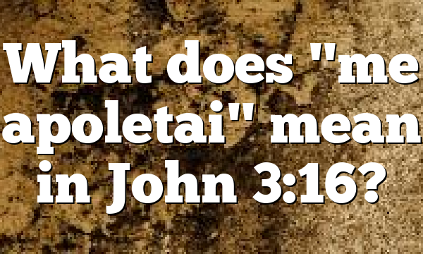 What does "me apoletai" mean in John 3:16?