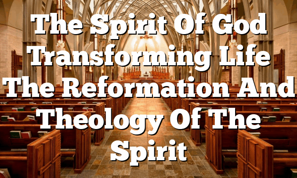 The Spirit Of God Transforming Life  The Reformation And Theology Of The Spirit