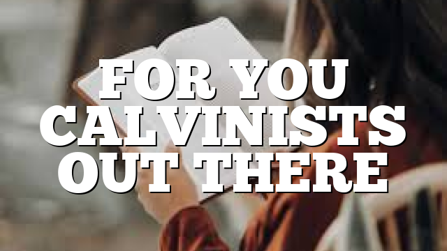 FOR YOU CALVINISTS OUT THERE